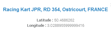 Coordonnées GPS Racing Kart JPROstricourt