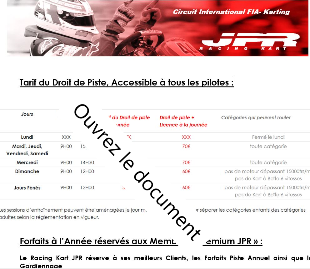 Forfaits à l'Année et Services Premium JPR